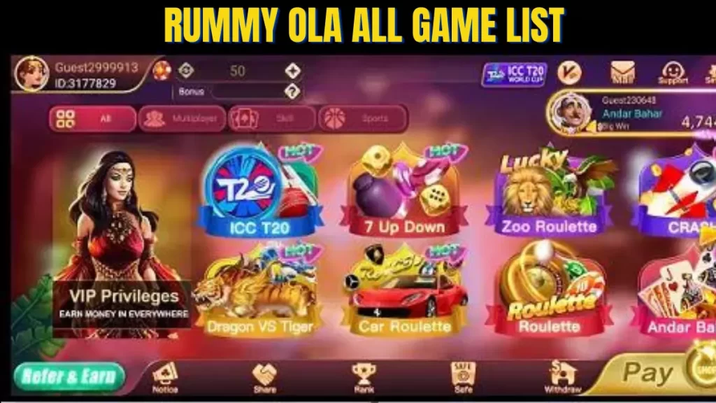 Rummy Ola Game List
