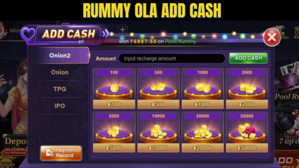 Rummy Ola Add Cash