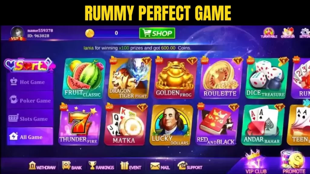 Rummy Perfect Game, Rummy Perfect All Game List