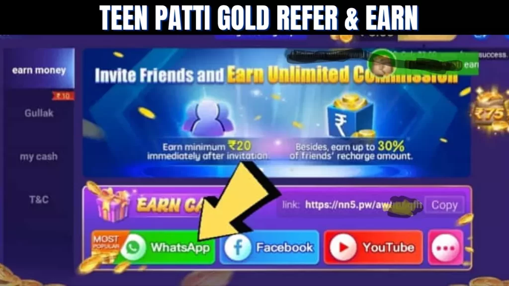 Teen Patti Gold Refer & Earn