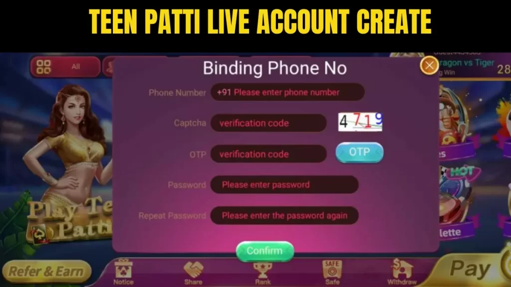 Teen Patti Live Indian, Teen Patti Live Create Account