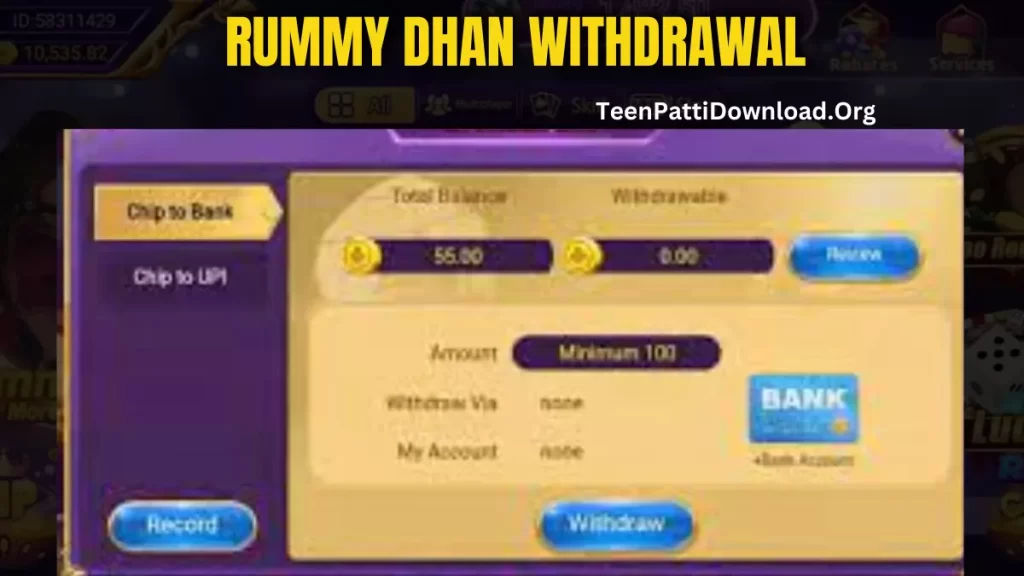 Dhan Rummy Withdrawal