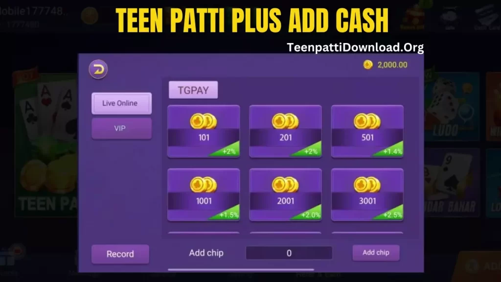 Teen Patti Plus Add Cash