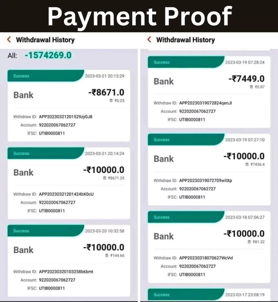 Teen Patti Master Payment Proof